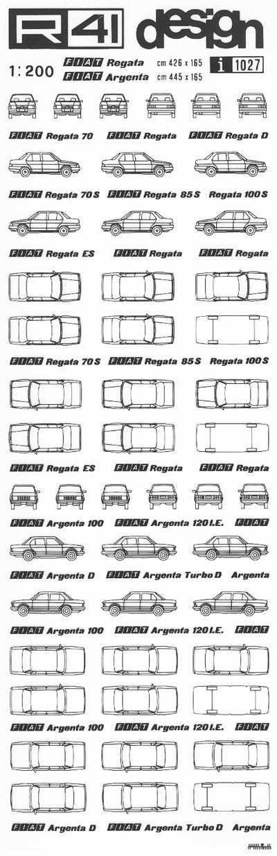 trasferibilir41 Fiat Regata, Argenta, NERO. Trasferelli-Trasferibili R41 in fogli 9x25cm .