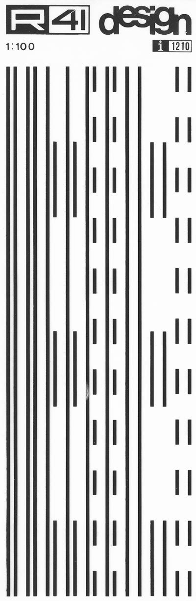 trasferibilir41 Mezzerie della strada, NERO. Trasferelli-Trasferibili R41 in fogli 9x25cm .