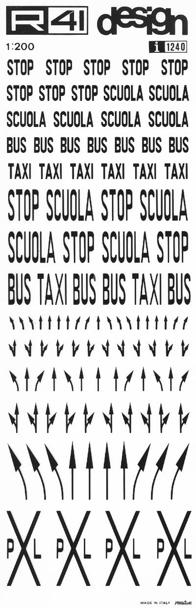 trasferibilir41 Segnaletica stradale, NERO. Trasferelli-Trasferibili R41 in fogli 9x25cm .