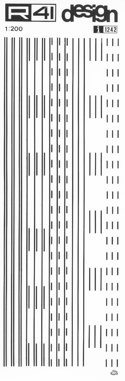 trasferibilir41 Mezzerie della strada, NERO. Trasferelli-Trasferibili R41 in fogli 9x25cm .