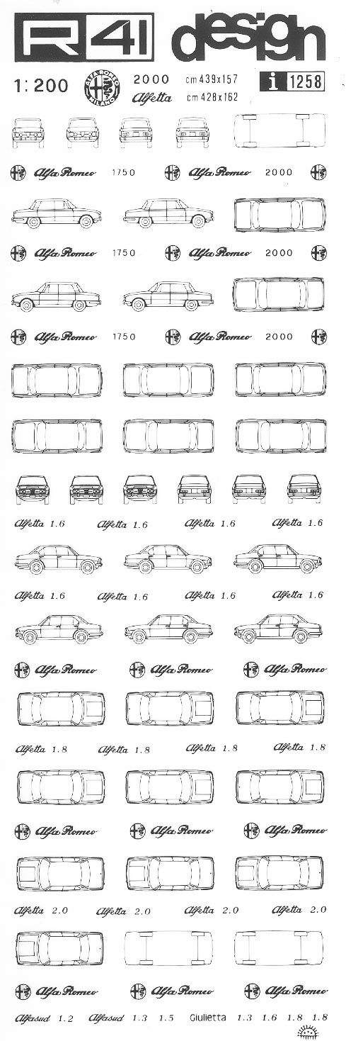 trasferibilir41 Alfa Romeo 2000, Alfetta, NERO. Trasferelli-Trasferibili R41 in fogli 9x25cm .