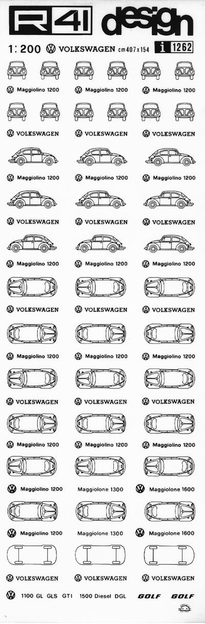 trasferibilir41 Maggiolino, NERO. Trasferelli-Trasferibili R41 in fogli 9x25cm. p. 623 .
