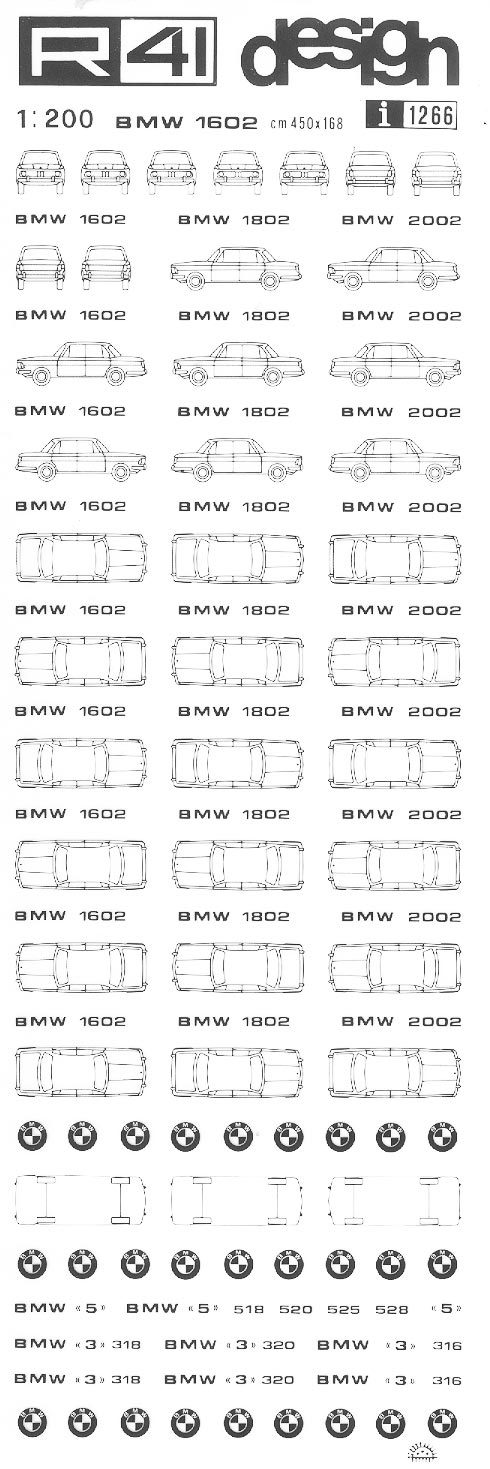 trasferibilir41 BMW 1602, NERO. Trasferelli-Trasferibili R41 in fogli 9x25cm .