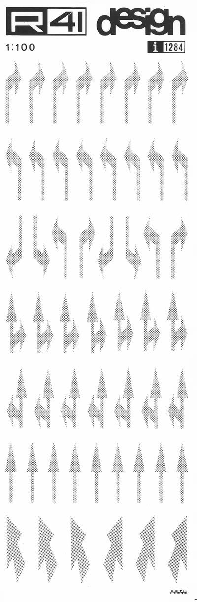 trasferibilir41 Segnaletica frecce, NERO. Trasferelli-Trasferibili R41 in fogli 9x25cm. p. 610 .