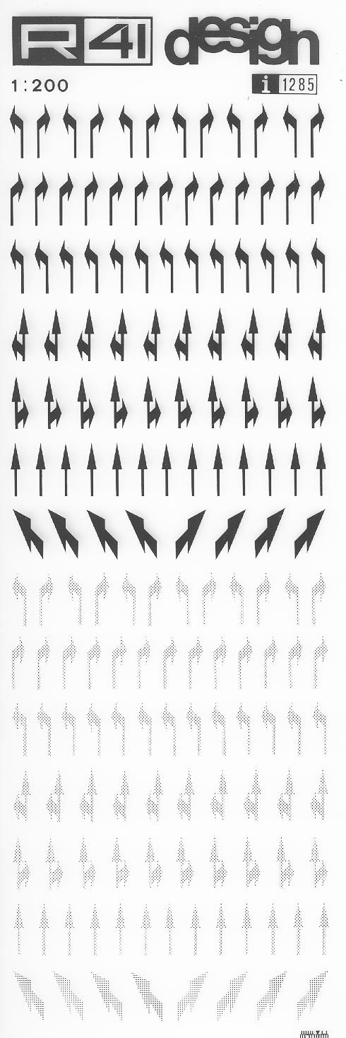 trasferibilir41 Segnaletica frecce, NERO. Trasferelli-Trasferibili R41 in fogli 9x25cm .