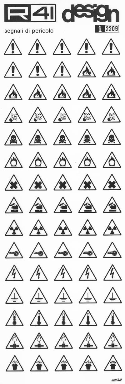 trasferibilir41 Segnaletica di sicurezza, NERO. Trasferelli-Trasferibili R41 in fogli 9x25cm .
