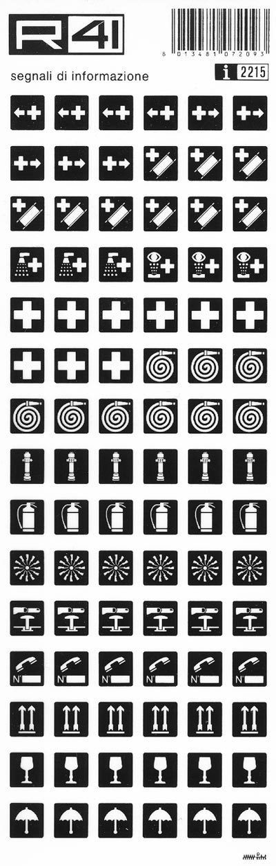 trasferibilir41 Segnaletica di sicurezza, NERO. Trasferelli-Trasferibili R41 in fogli 9x25cm .