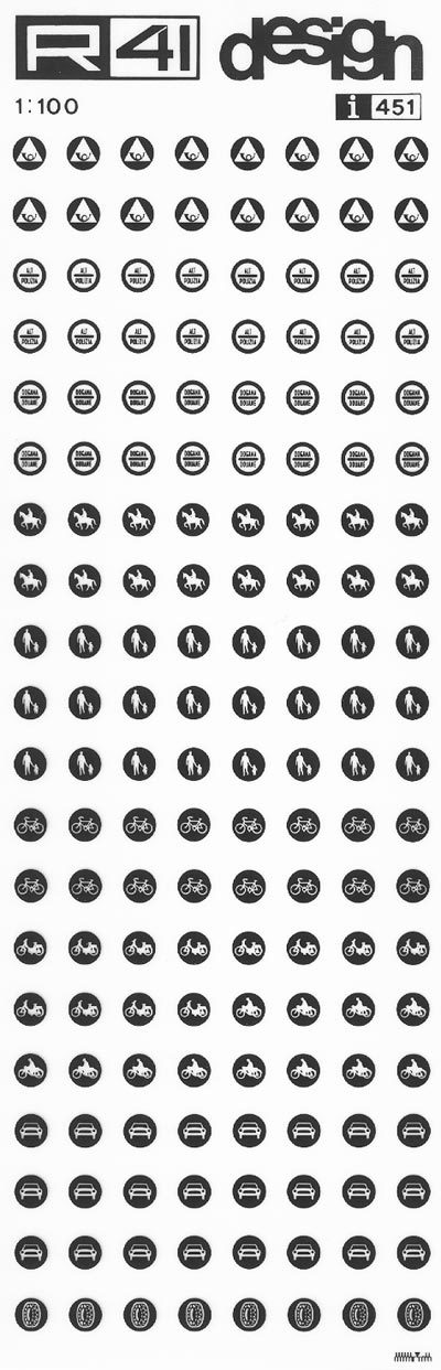 trasferibilir41 Segnaletica stradale, NERO. Trasferelli-Trasferibili R41 in fogli 9x25cm .