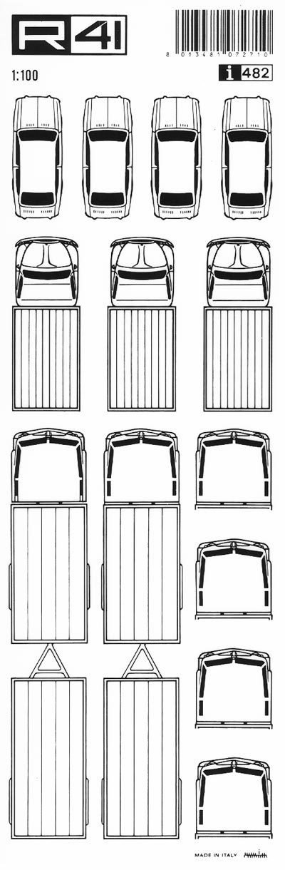 trasferibilir41 Autoarticolati FIAT, NERO. Trasferelli-Trasferibili R41 in fogli 9x25cm. p. 617 .