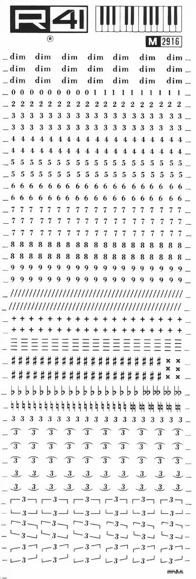 trasferibilir41 Accordi e varie, NERO. Trasferelli-Trasferibili R41 in fogli 9x25cm .