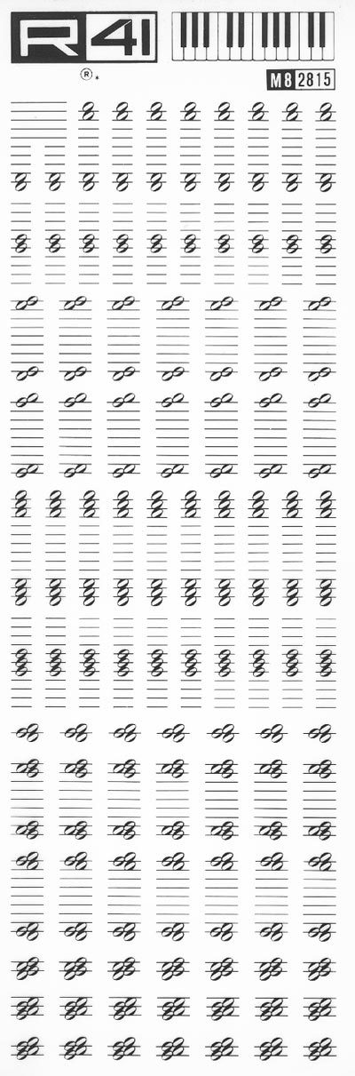 trasferibilir41 Musica per rigo 8, NERO. Trasferelli-Trasferibili R41 in fogli 9x25cm .