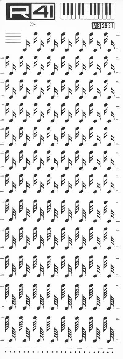 trasferibilir41 Musica per rigo 8, NERO. Trasferelli-Trasferibili R41 in fogli 9x25cm .
