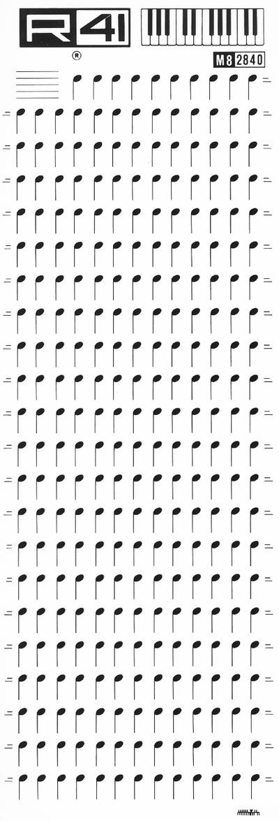 trasferibilir41 Musica per rigo 8, NERO. Trasferelli-Trasferibili R41 in fogli 9x25cm .