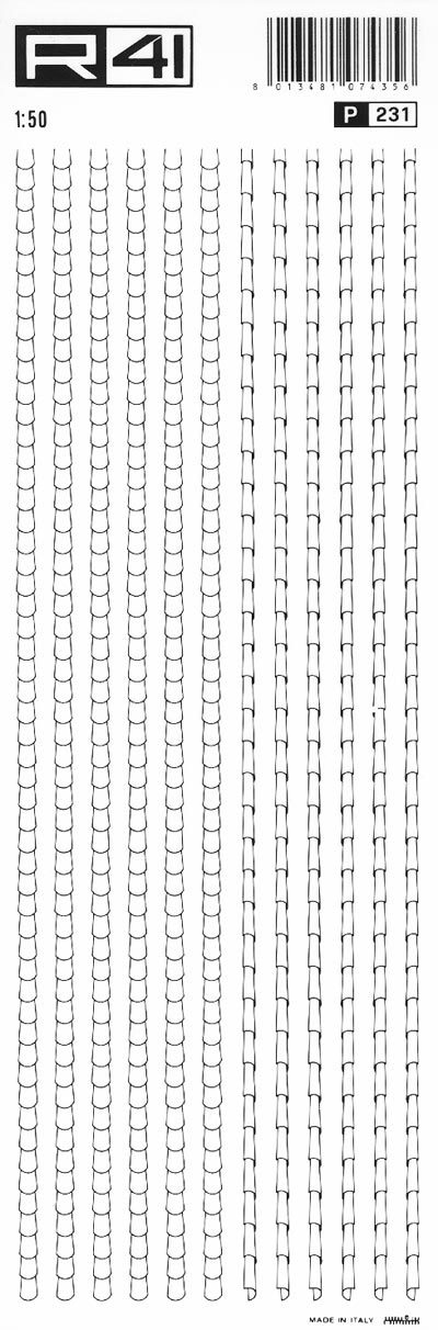 trasferibilir41 Trame tetti 1:100, NERO. Trasferelli-Trasferibili R41 in fogli 9x25cm. p. 1418 .