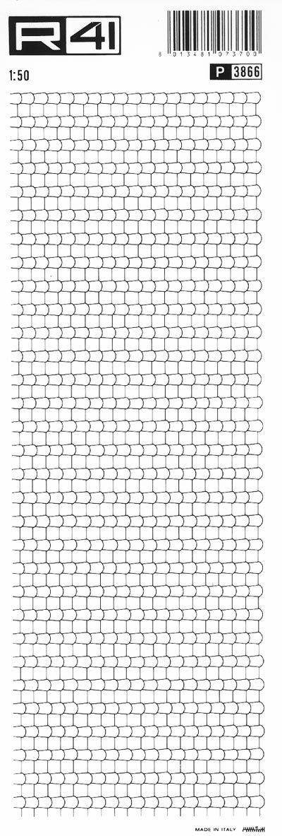 trasferibilir41 Trame tetti 1:50, NERO. Trasferelli-Trasferibili R41 in fogli 9x25cm. p. 1418 .
