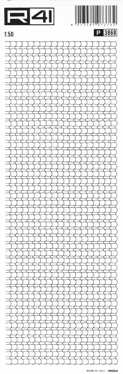 trasferibilir41 Trame tetti 1:50, NERO. Trasferelli-Trasferibili R41 in fogli 9x25cm. p. 1418 .