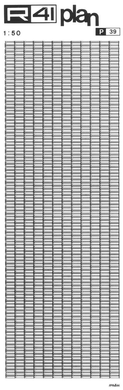 trasferibilir41 Trame tetti 1:50, NERO. Trasferelli-Trasferibili R41 in fogli 9x25cm. p. 1418 .