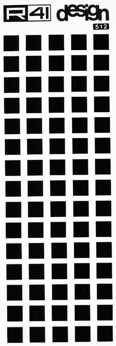 trasferibilir41 Quadrati, mm. 11, NERO. Trasferelli-Trasferibili R41 in fogli 9x25cm .