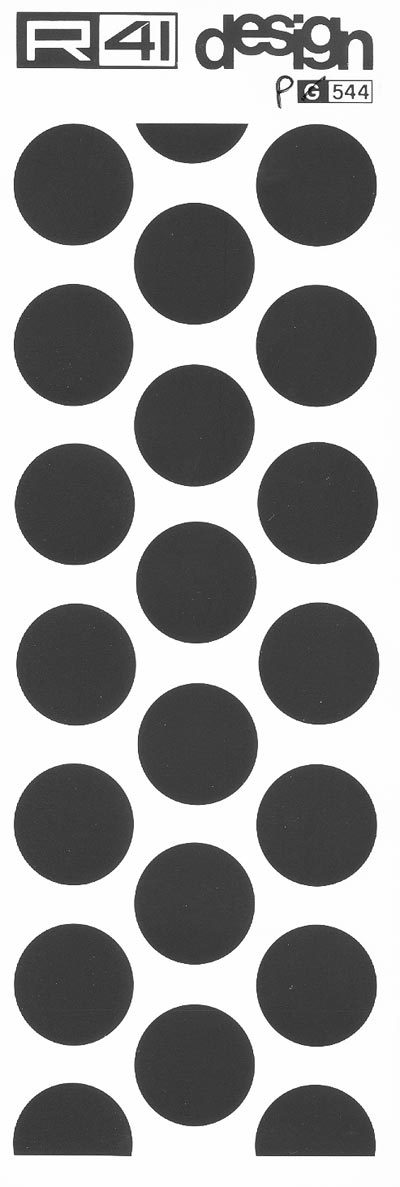 trasferibilir41 Punti, mm. 25, NERO. Trasferelli-Trasferibili R41 in fogli 9x25cm. p. 1405 .