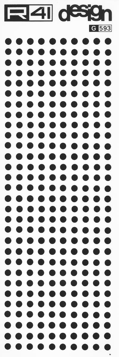 trasferibilir41 Punti, mm. 4,5, NERO. Trasferelli-Trasferibili R41 in fogli 9x25cm. p. 1405 .