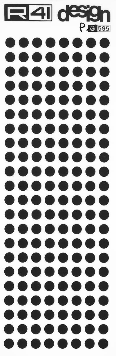 trasferibilir41 Punti, mm. 7, NERO. Trasferelli-Trasferibili R41 in fogli 9x25cm. p. 1405 .