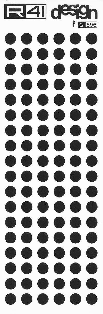 trasferibilir41 Punti, mm. 9, NERO. Trasferelli-Trasferibili R41 in fogli 9x25cm. p. 1405 .