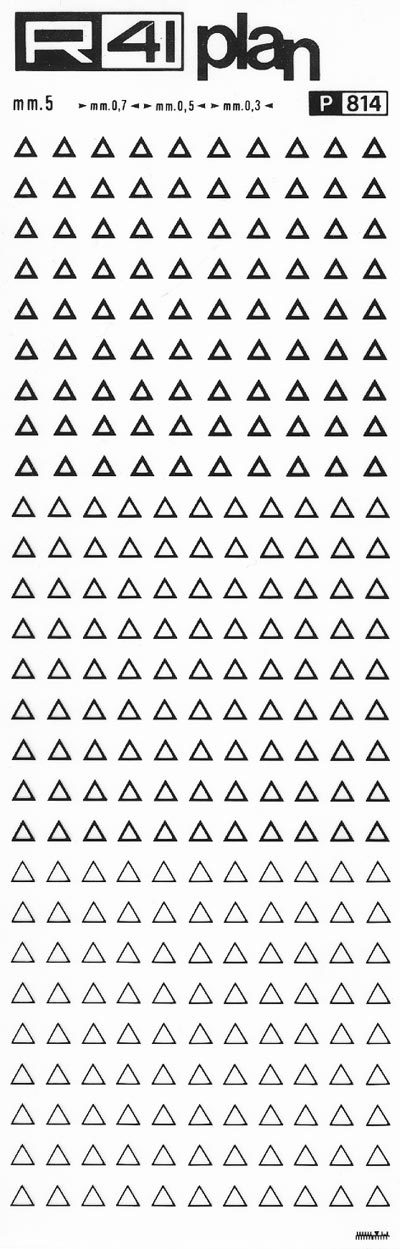 trasferibilir41 Triangoli, mm. 5, NERO. Trasferelli-Trasferibili R41 in fogli 9x25cm .