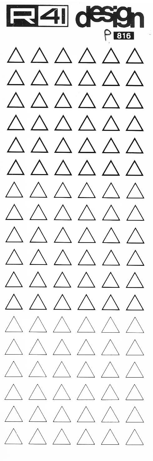 trasferibilir41 Triangoli, mm. 10, NERO. Trasferelli-Trasferibili R41 in fogli 9x25cm .