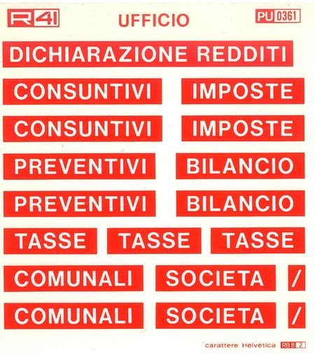 trasferibilir41 Imposte, ROSSO. Trasferelli-Trasferibili R41 in fogli 11,5x12,5cm .