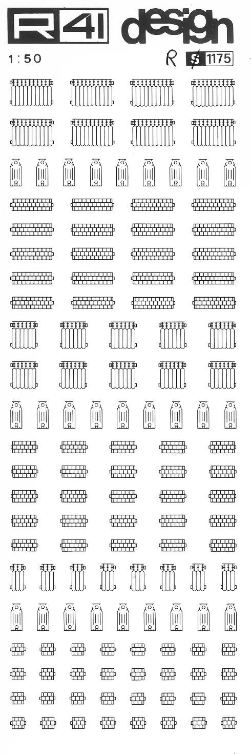 trasferibilir41 Radiatori, NERO. Trasferelli-Trasferibili R41 in fogli 9x25cm .
