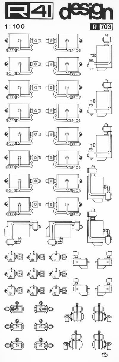trasferibilir41 Caldaie-Pompe, NERO. Trasferelli-Trasferibili R41 in fogli 9x25cm. p. 426 .