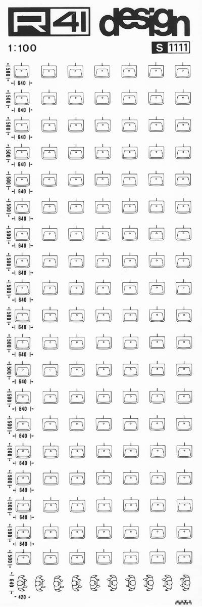 trasferibilir41 Sanitari 1:100, NERO. Trasferelli-Trasferibili R41 in fogli 9x25cm. p. 327 .