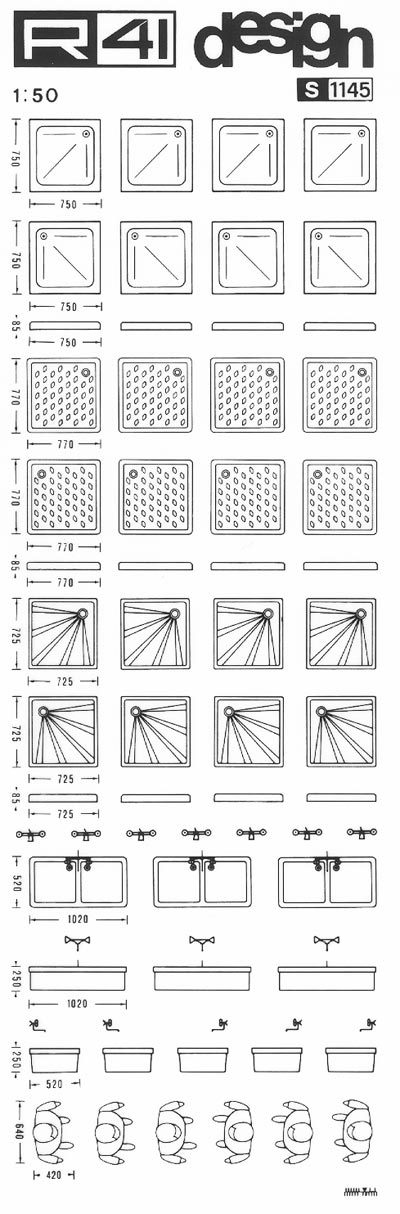 trasferibilir41 Sanitari, NERO. Trasferelli-Trasferibili R41 in fogli 9x25cm .