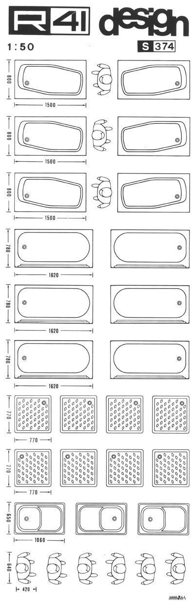trasferibilir41 Sanitari 1:50, NERO. Trasferelli-Trasferibili R41 in fogli 9x25cm. p. 329 .