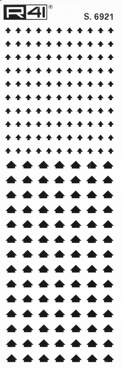 trasferibilir41 Frecce, NERO. Trasferelli-Trasferibili R41 in fogli 9x25cm. p. 242 .