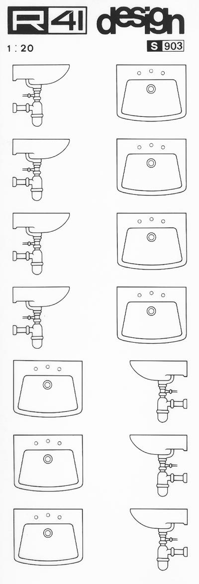 trasferibilir41 Sanitari 1:20, NERO. Trasferelli-Trasferibili R41 in fogli 9x25cm. p. 330 .