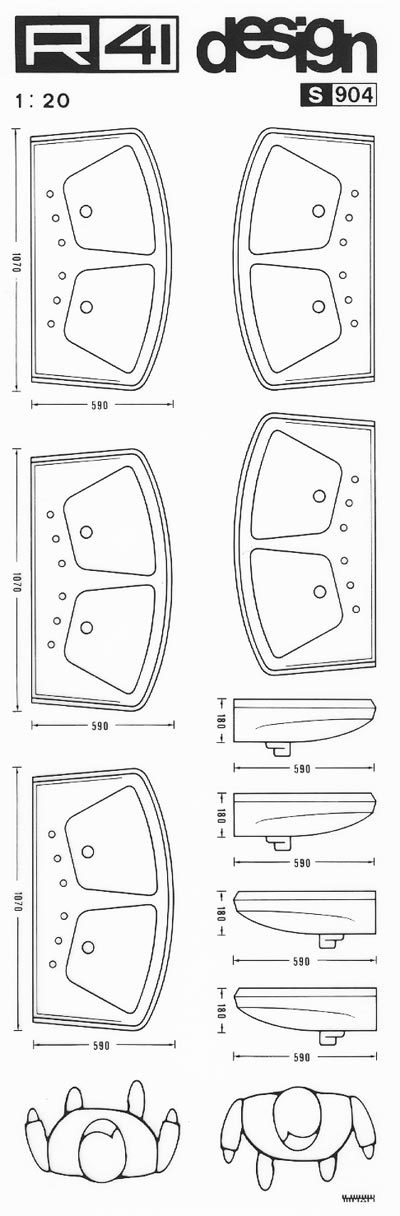 trasferibilir41 Sanitari 1:20, NERO. Trasferelli-Trasferibili R41 in fogli 9x25cm. p. 331 .