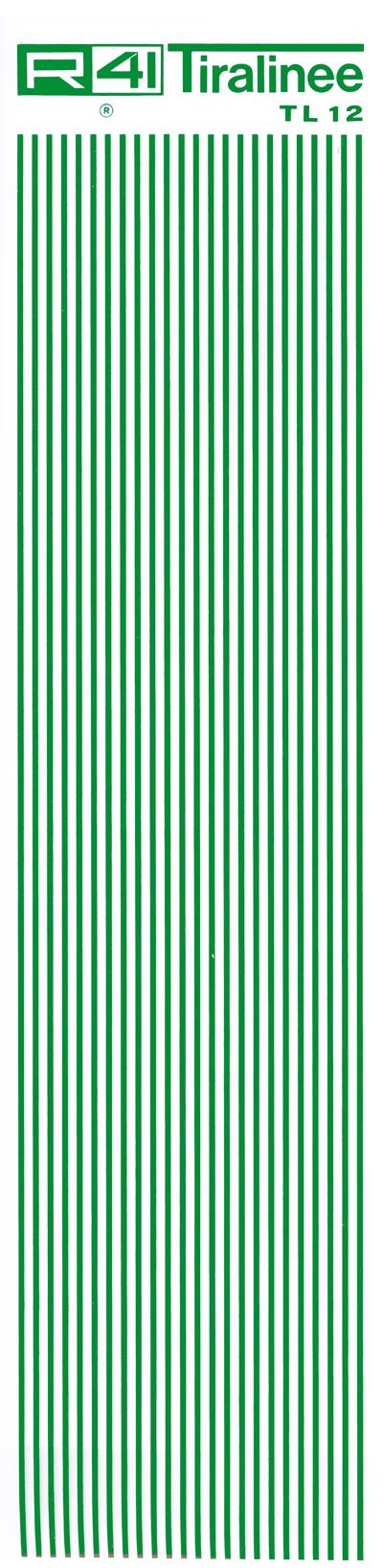 trasferibilir41 Tiralinee 1,2mm, VERDE. Trasferibili R41 in fogli 8,3x35cm .