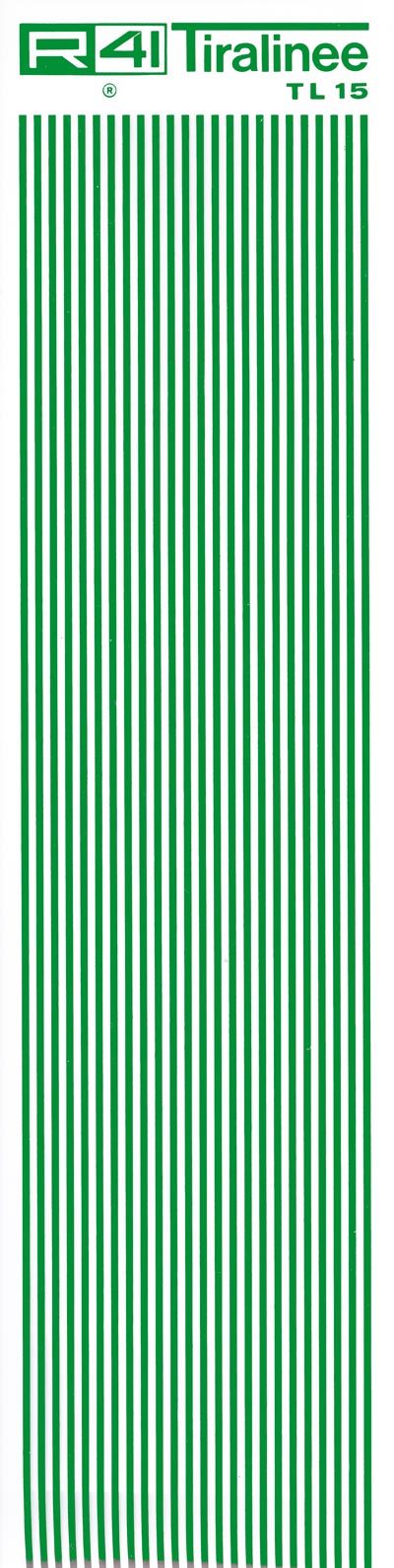 trasferibilir41 Tiralinee 1,5mm, VERDE. Trasferibili R41 in fogli 8,3x35cm .
