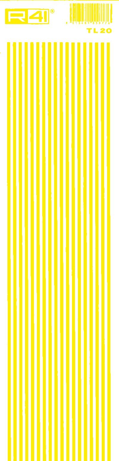trasferibilir41 Tiralinee 2mm, GIALLO. Trasferibili R41 in fogli 8,3x35cm .
