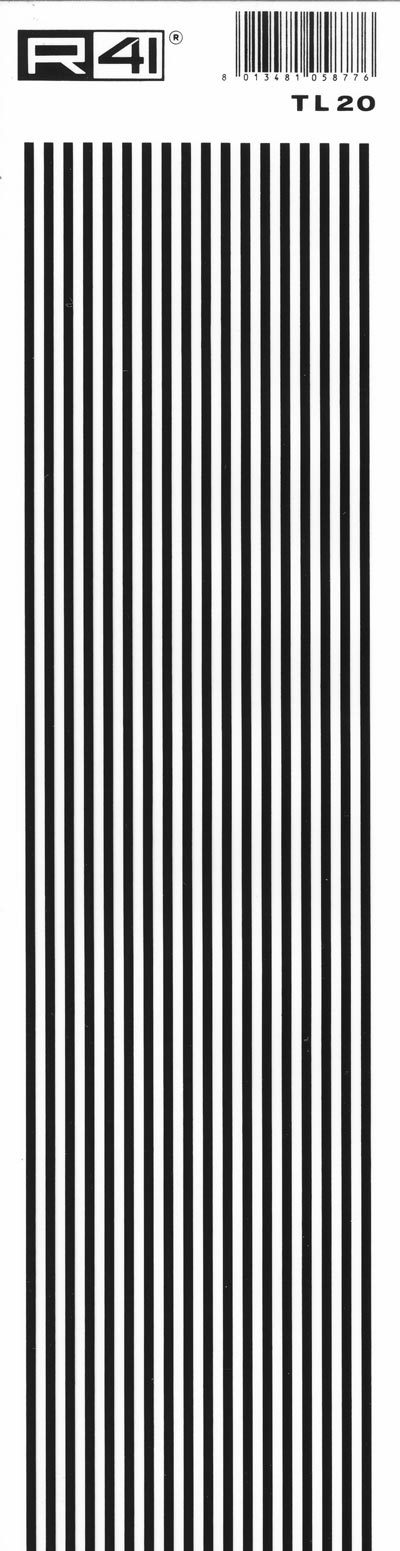 trasferibilir41 Tiralinee 2mm, NERO. Trasferelli-Trasferibili R41 in fogli 8,3x35cm. p. 205 .