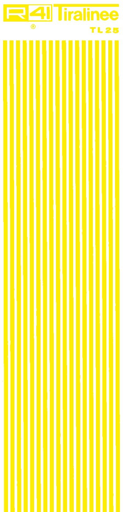 trasferibilir41 Tiralinee 2,5mm, GIALLO. Trasferibili R41 in fogli 8,3x35cm .