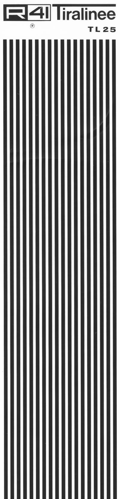 trasferibilir41 Tiralinee 2,5mm, NERO. Trasferelli-Trasferibili R41 in fogli 8,3x35cm. p. 205 .