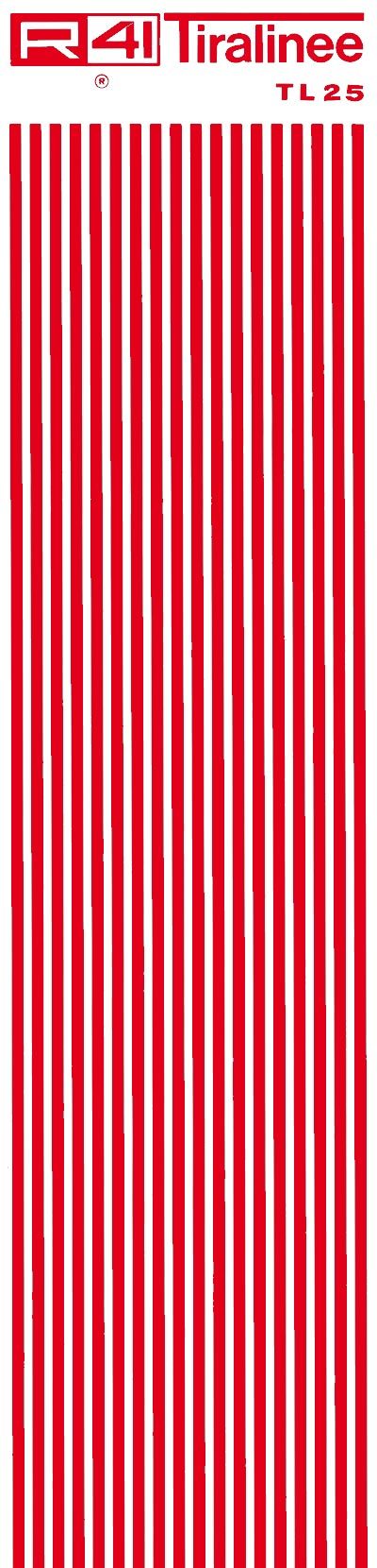 trasferibilir41 Tiralinee 2,5mm, ROSSO. Trasferibili R41 in fogli 8,3x35cm .