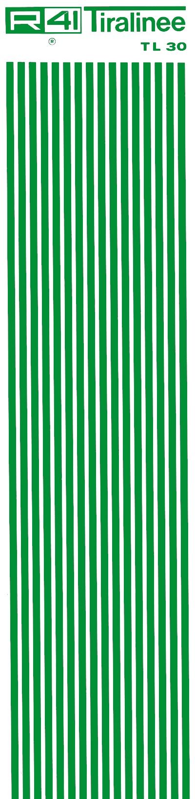 trasferibilir41 Tiralinee 3mm, VERDE. Trasferibili R41 in fogli 8,3x35cm .