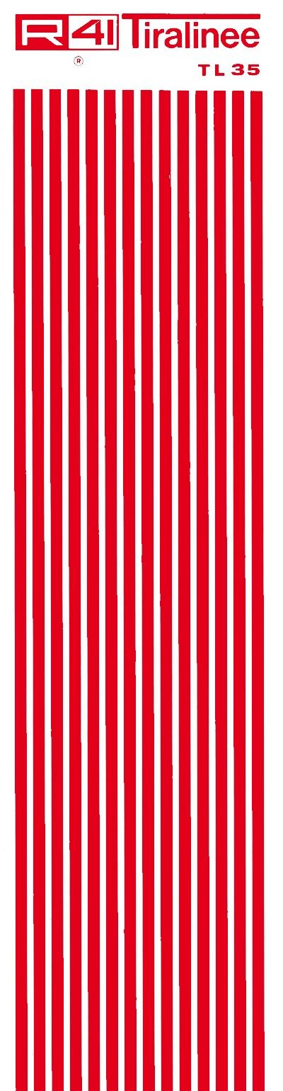 trasferibilir41 Tiralinee 3,5mm, ROSSO. Trasferibili R41 in fogli 8,3x35cm .