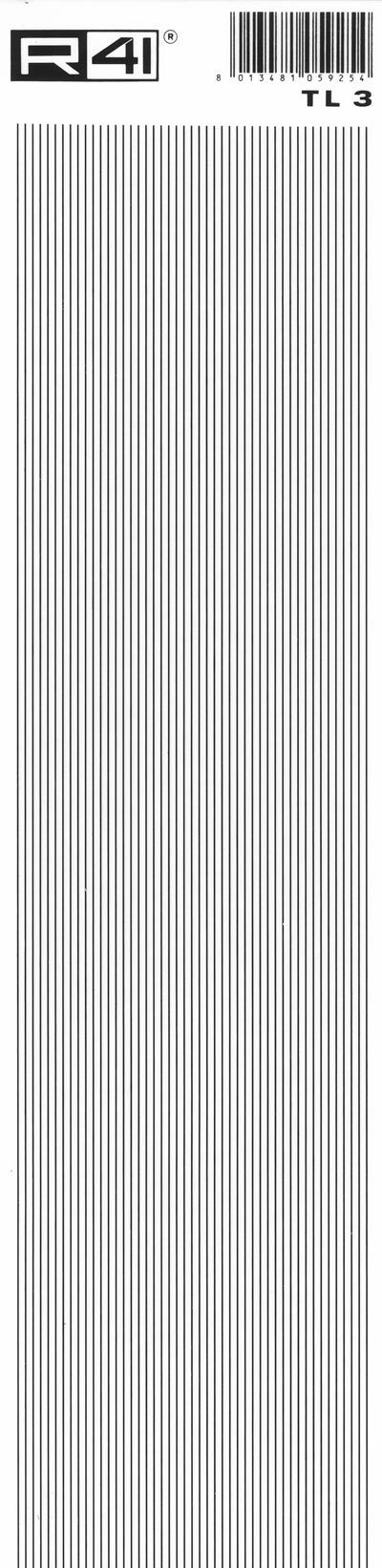 trasferibilir41 Tiralinee 0,3mm, NERO. Trasferelli-Trasferibili R41 in fogli 8,3x35cm. p. 204 .