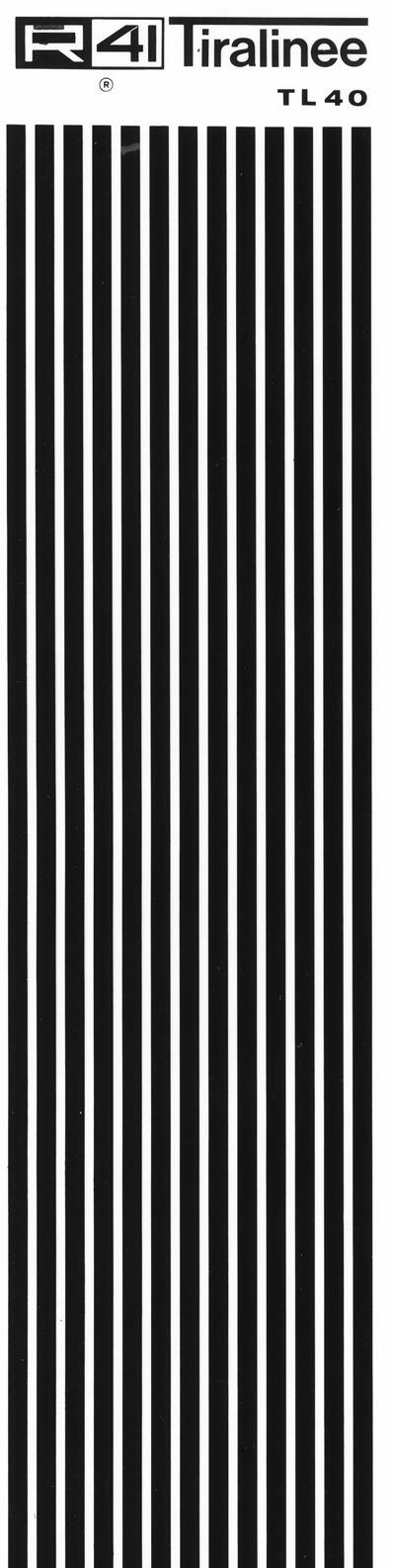 trasferibilir41 Tiralinee 4mm, NERO. Trasferelli-Trasferibili R41 in fogli 8,3x35cm. p. 205 .