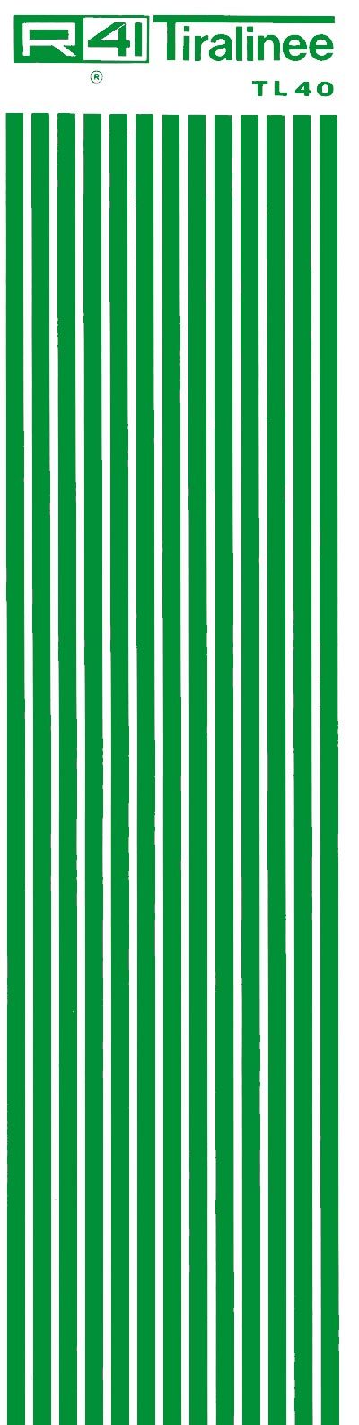 trasferibilir41 Tiralinee 4mm, VERDE. Trasferibili R41 in fogli 8,3x35cm .
