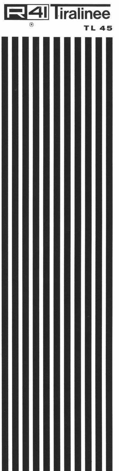 trasferibilir41 Tiralinee 4,5mm, NERO. Trasferelli-Trasferibili R41 in fogli 8,3x35cm. p. 205 .